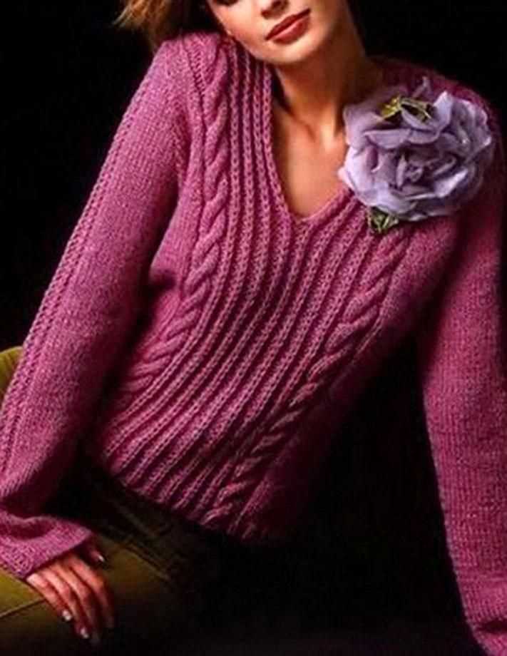 Ladies v neck knitting pattern
