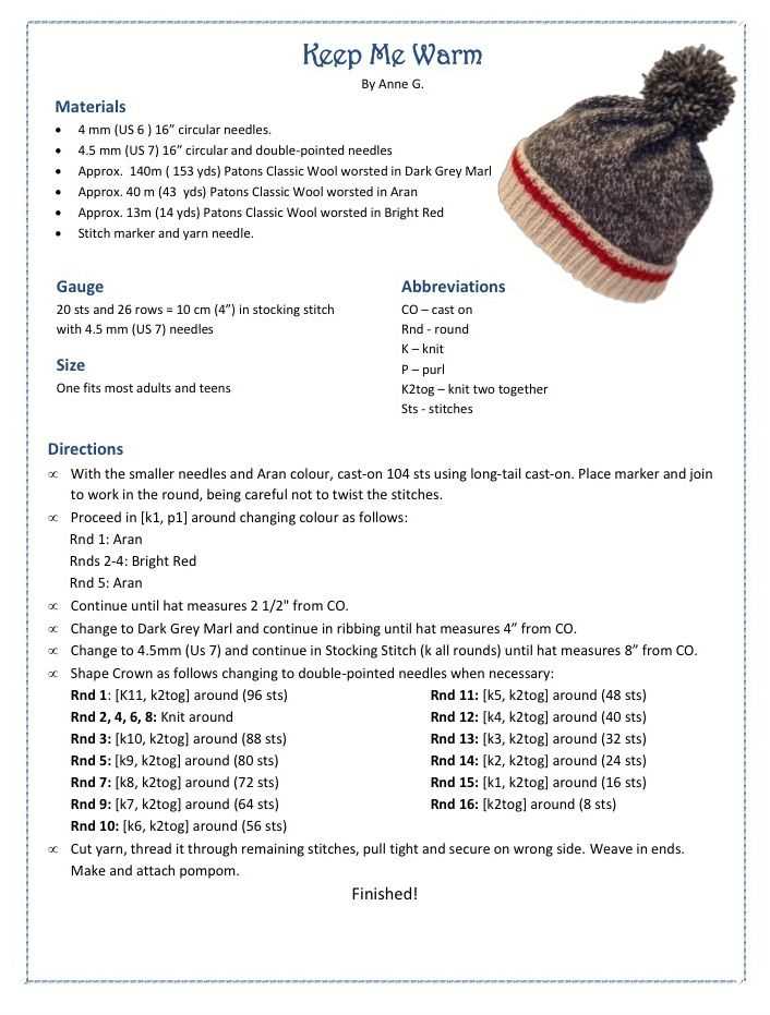 Hat patterns to knit free