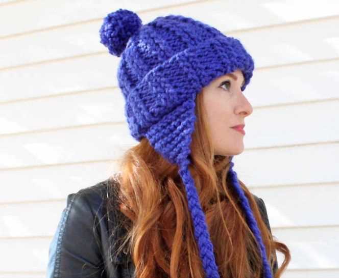 Hat with ear flaps knitting pattern straight needles