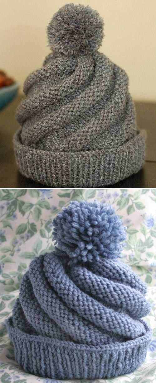 Swirled ski cap knitting pattern