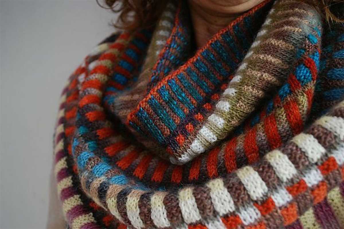 Color block knit scarf pattern