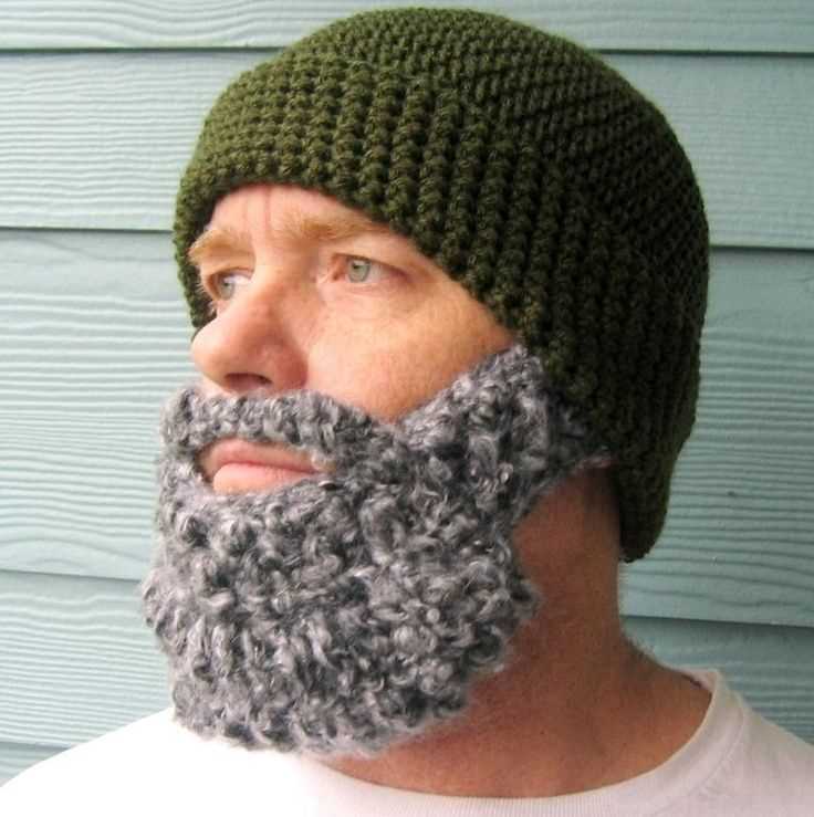 Knit cap with beard pattern
