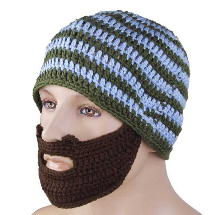 Knit cap with beard pattern