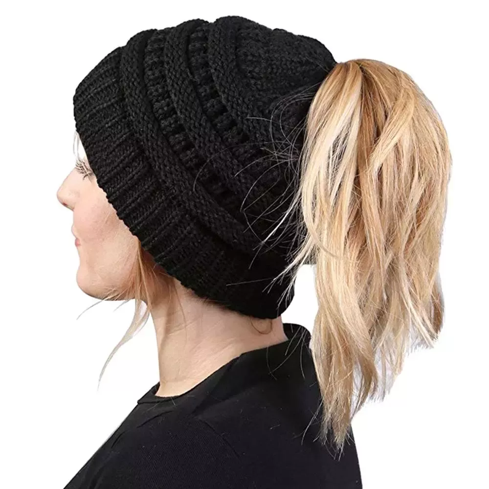 Knit ponytail beanie pattern