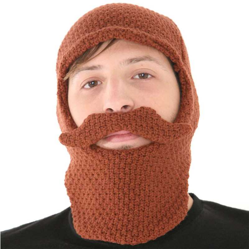 Knit cap with beard pattern