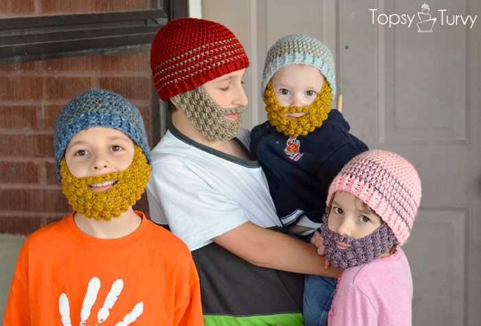 Knit cap with beard pattern