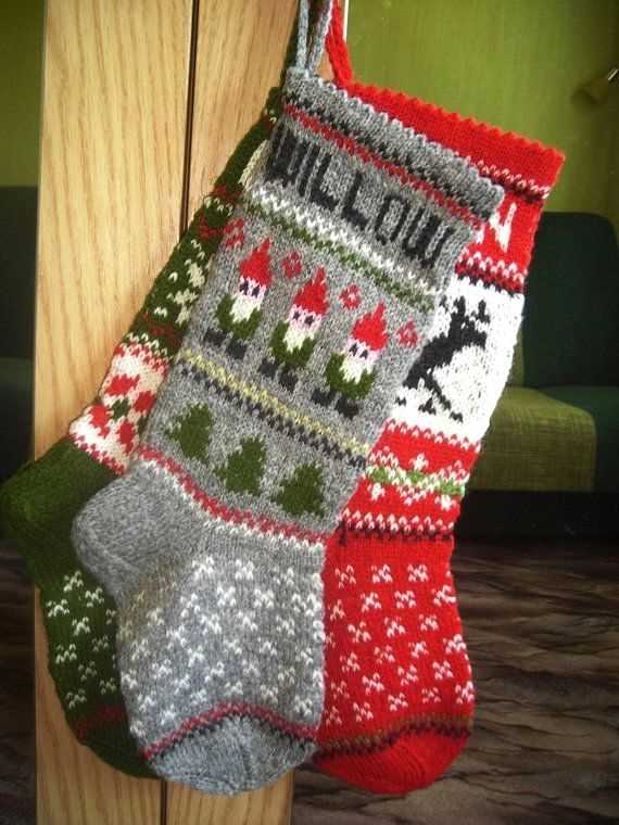 Knit pattern christmas stocking