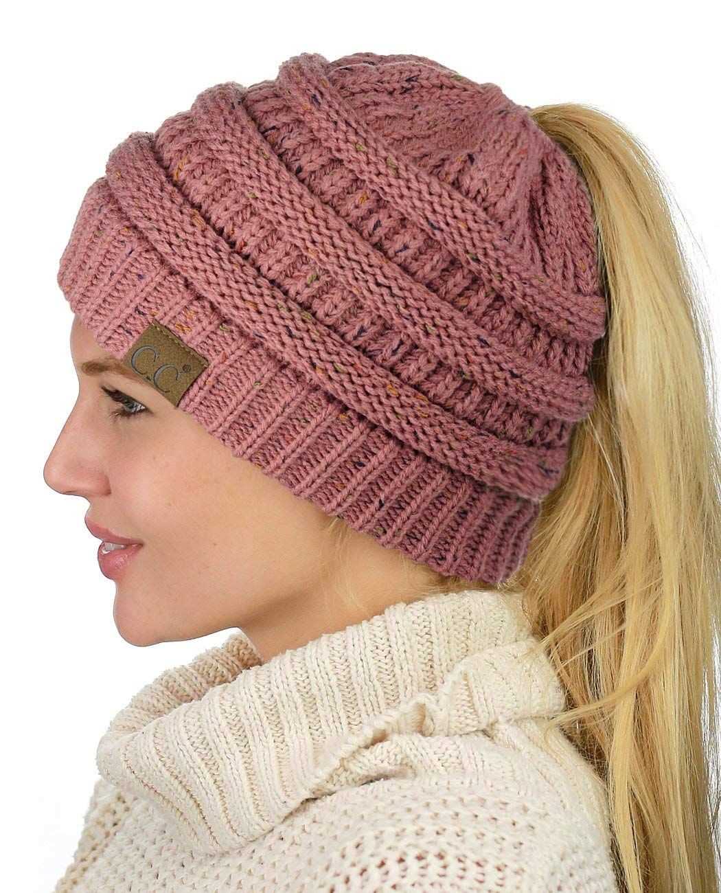 Knit ponytail beanie pattern