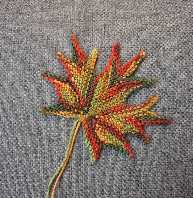 Knitted autumn leaves pattern