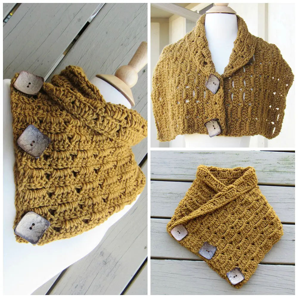 Knitted cowl with buttons pattern free