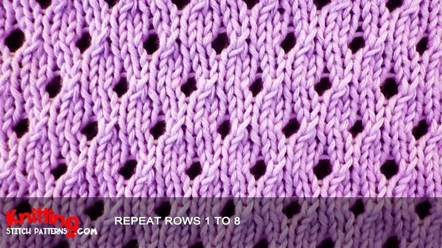 Knitted eyelet stitch patterns