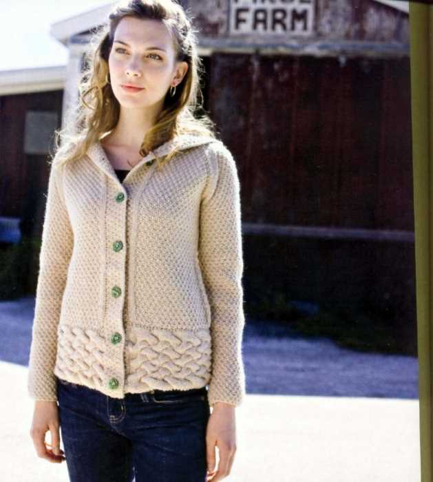 Knitted hooded cardigan pattern