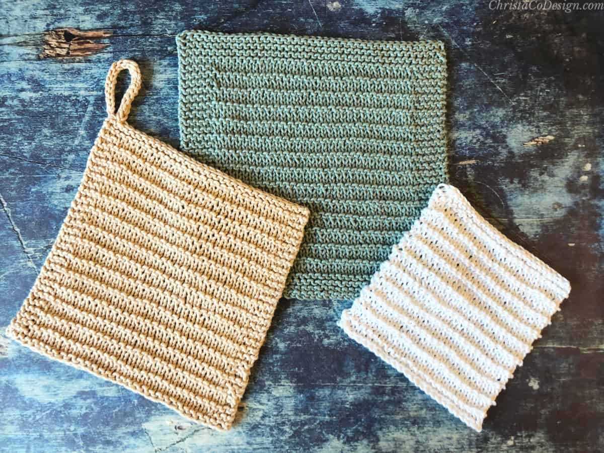 Knitted leaf dishcloth pattern