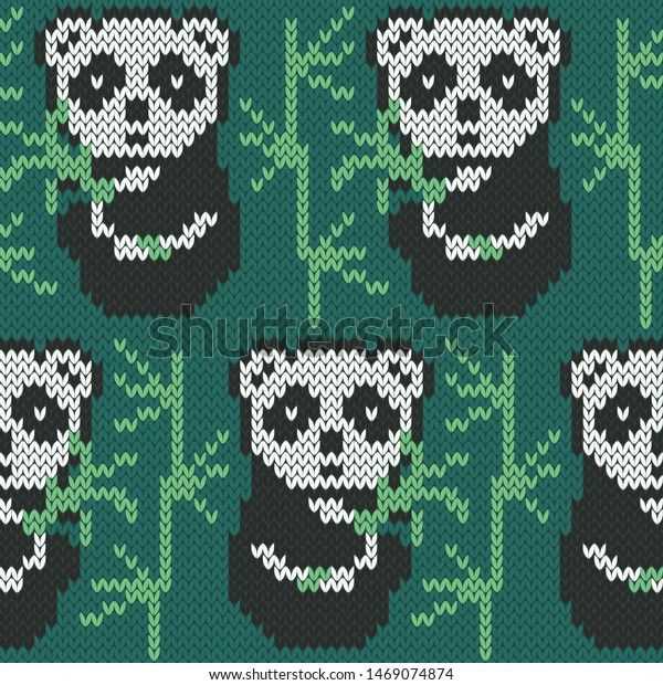 Knitted panda bear pattern