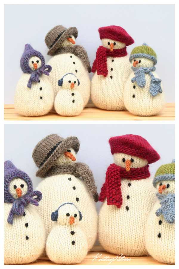 Knitted snowman tree decoration pattern