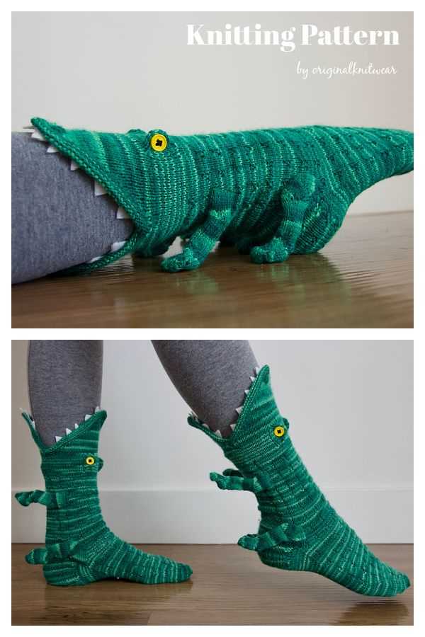 Knitted crocodile socks pattern free