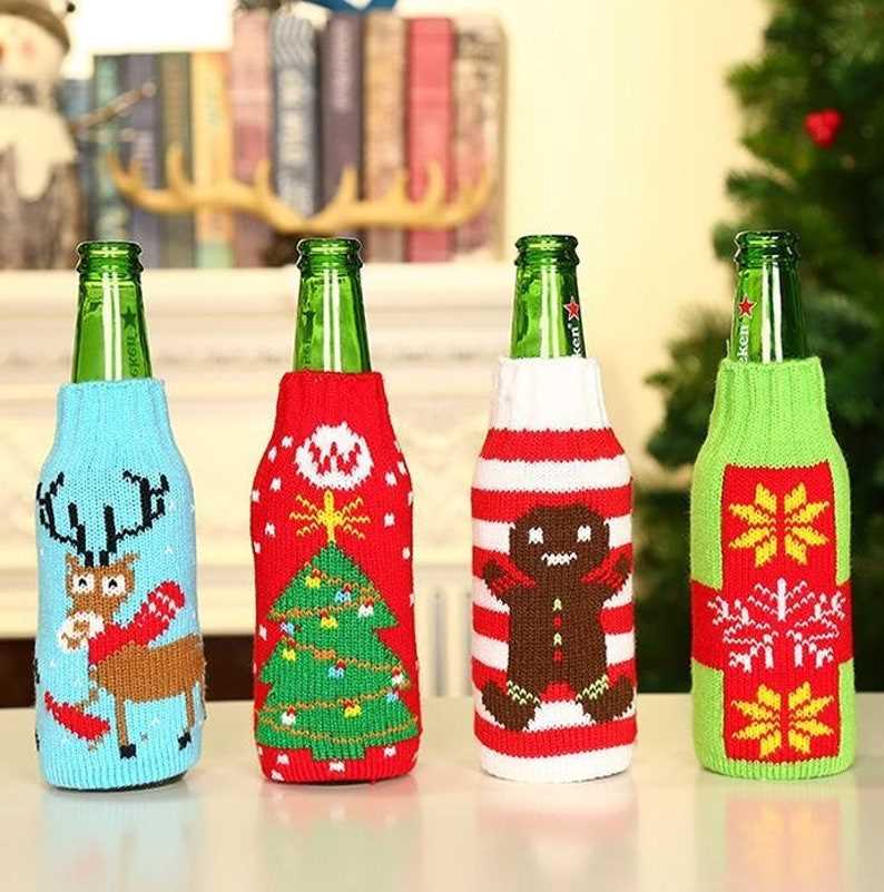 Knitted santa wine bottle cover pattern