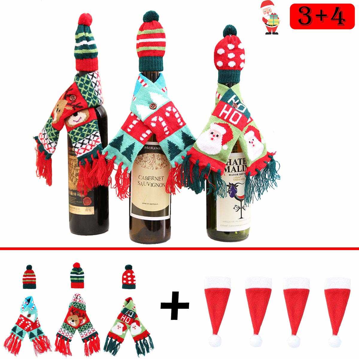 Knitted santa wine bottle cover pattern