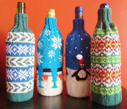 Knitted wine bottle bag pattern