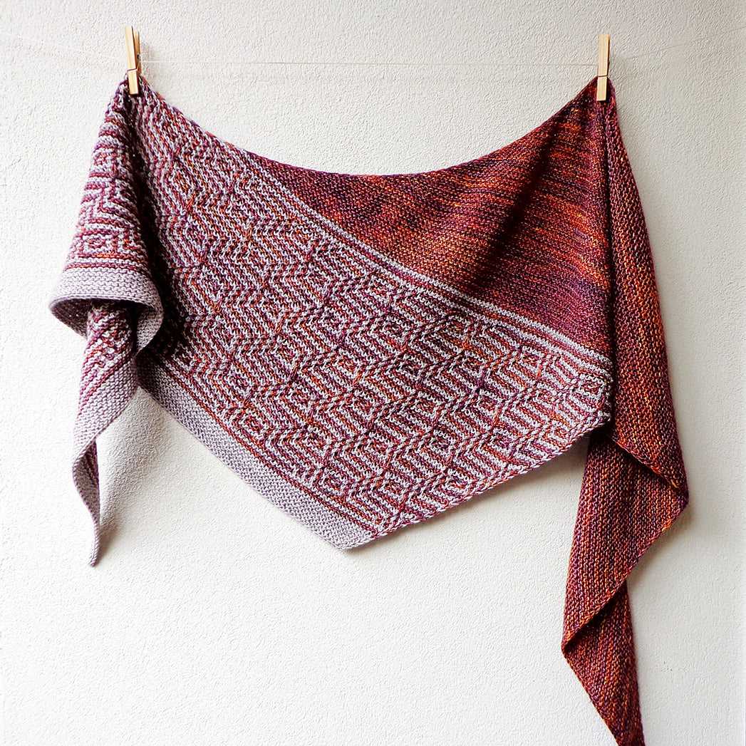 Knitting on the bias scarf pattern