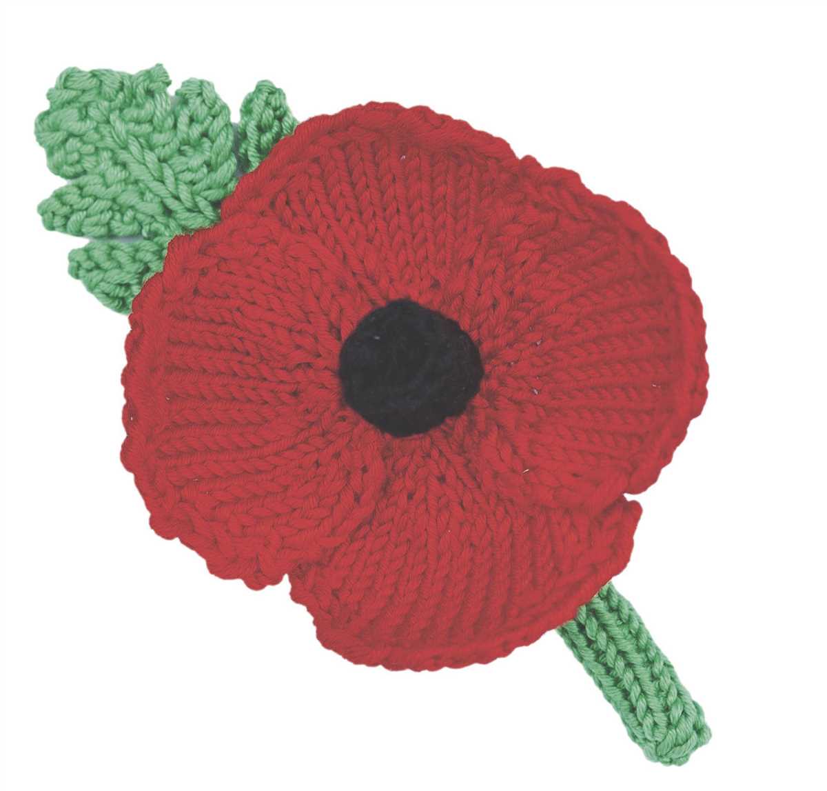 Knitting pattern for poppy brooch