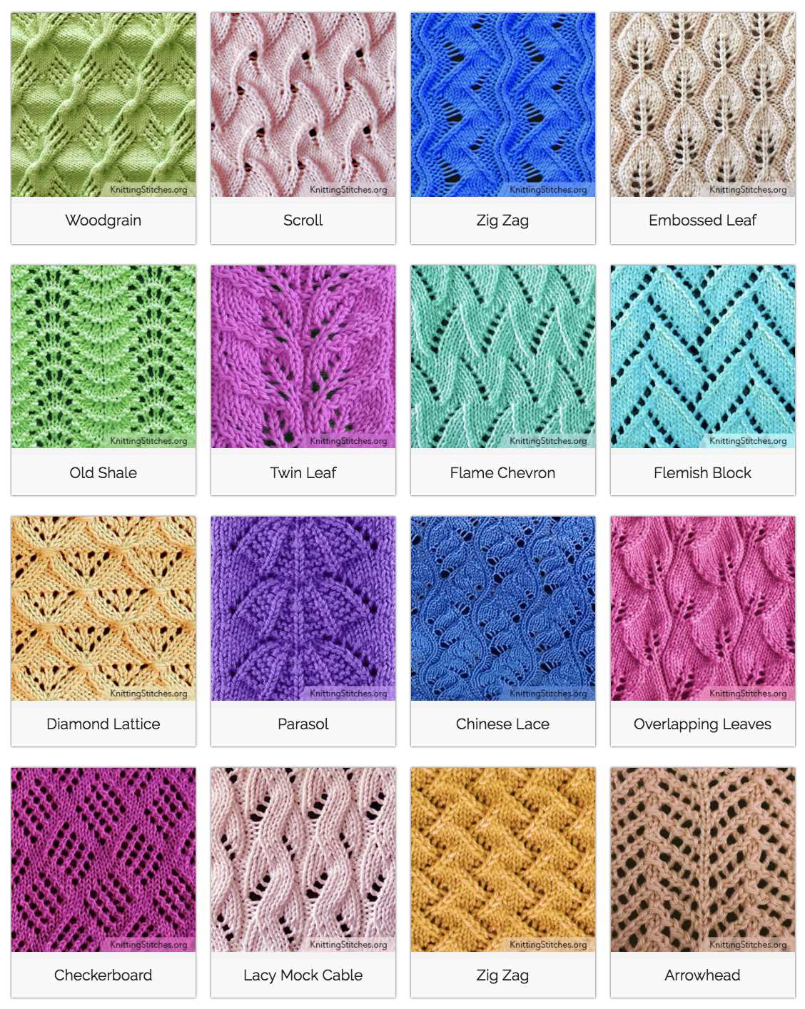Knitting pattern stitches