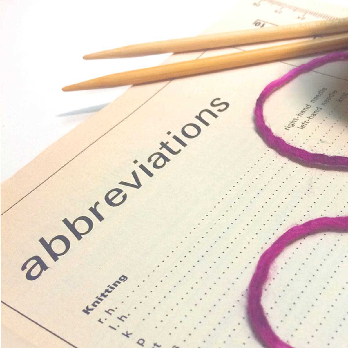 Knitting pattern abbreviations uk