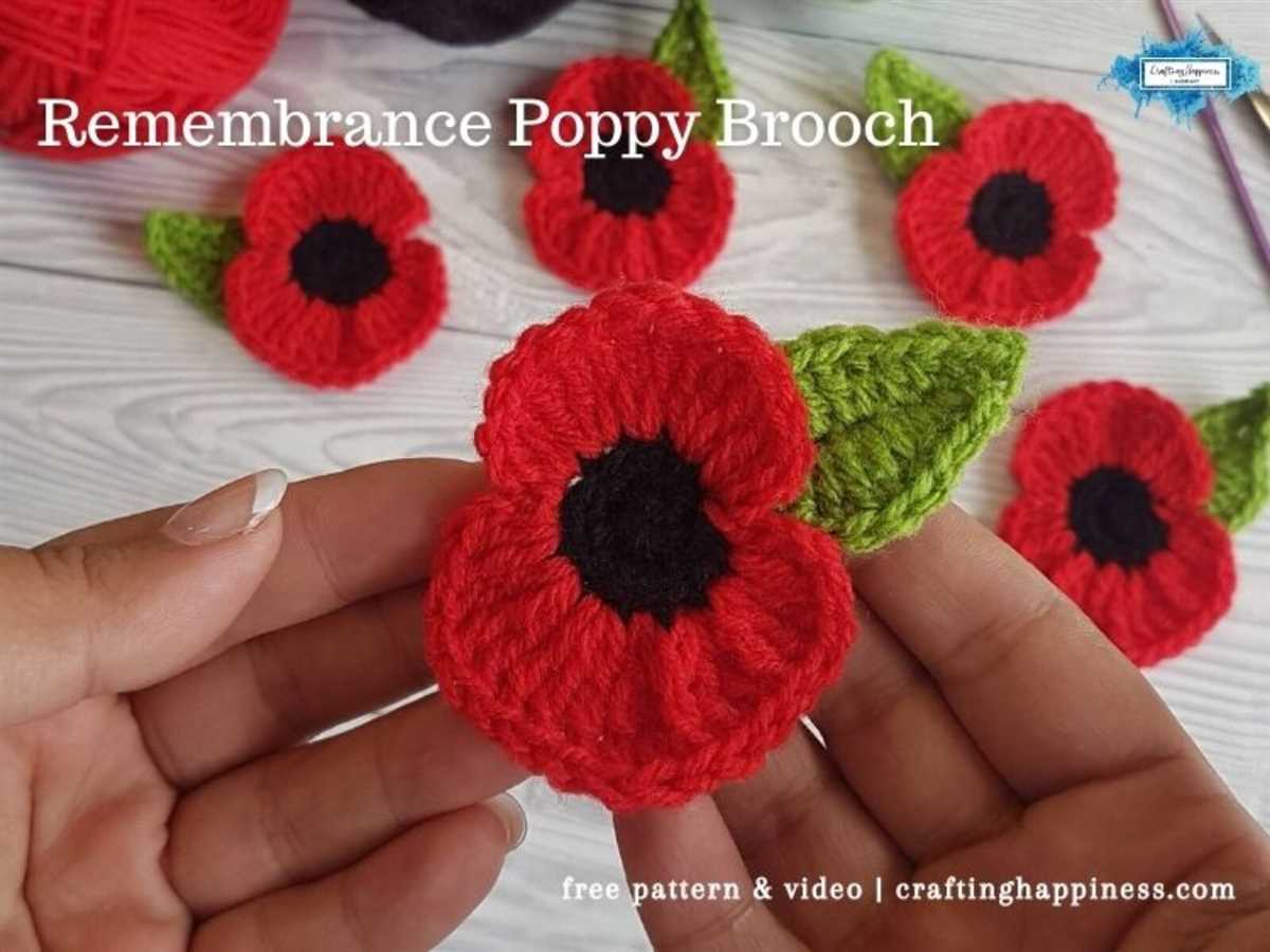 Knitting pattern for poppy brooch