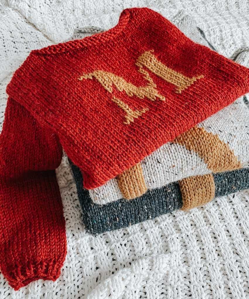 Knitting pattern letter jumper
