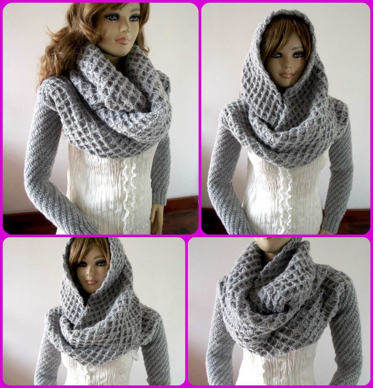 Knitting pattern scarf with sleeves