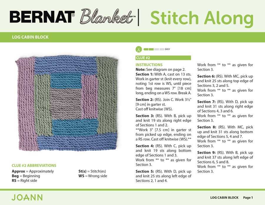 Log cabin knit pattern