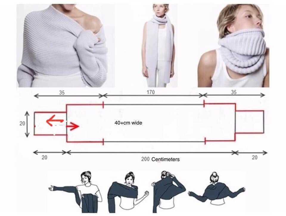 Knitting pattern scarf with sleeves