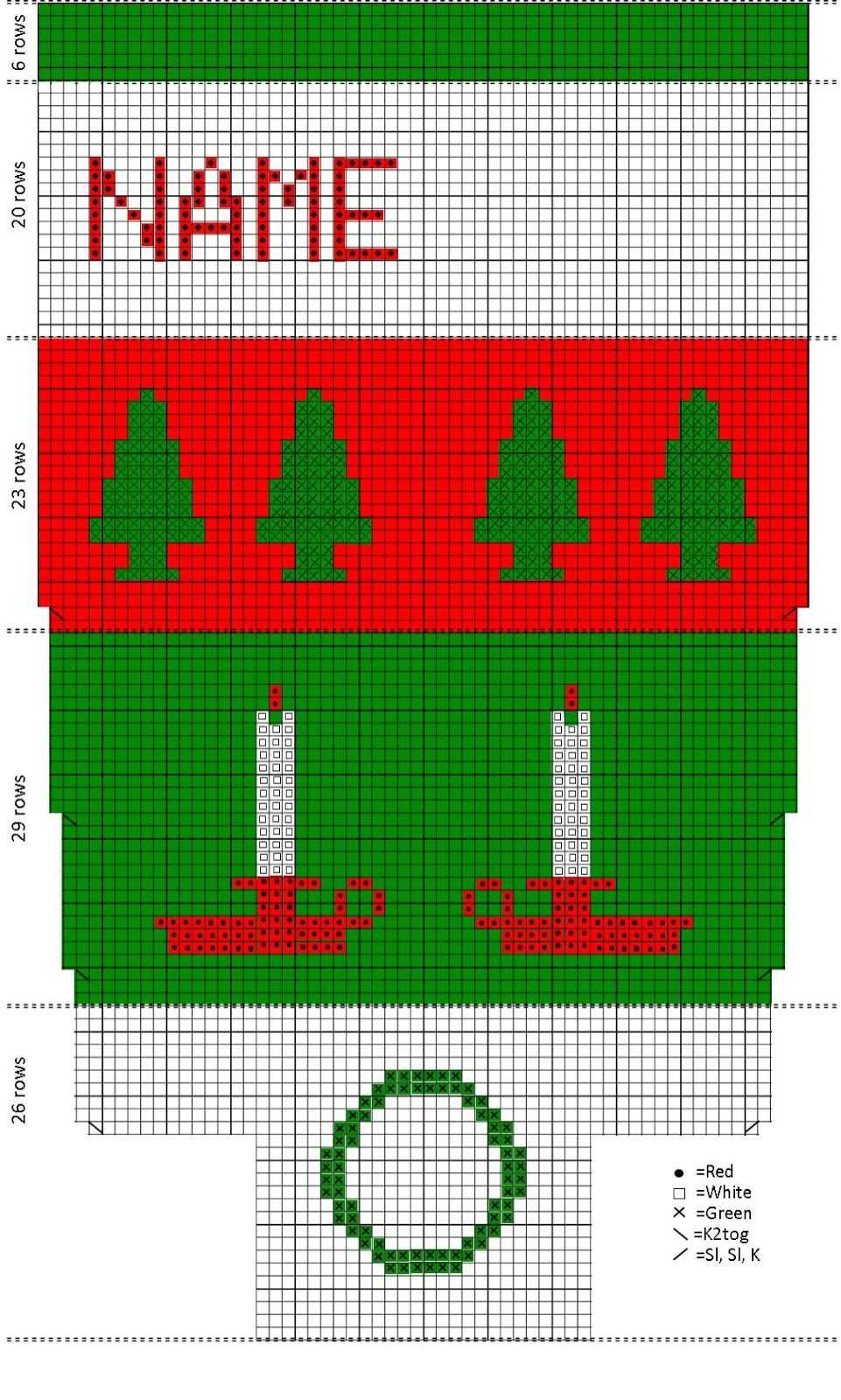 Machine knit christmas stocking pattern
