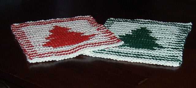Christmas tree knitted dishcloth patterns