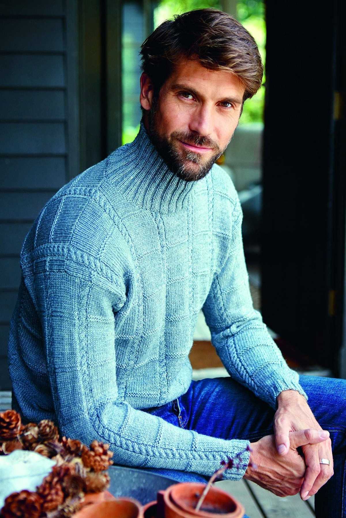 Mens roll neck sweater knitting pattern