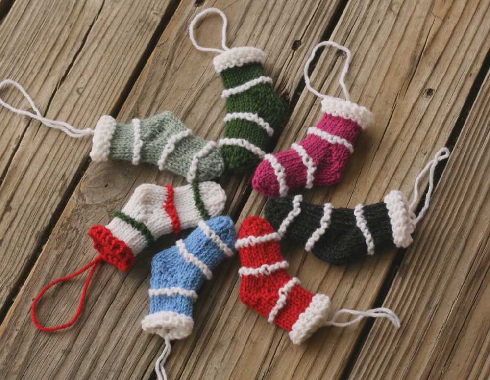 Mini stocking pattern knitting