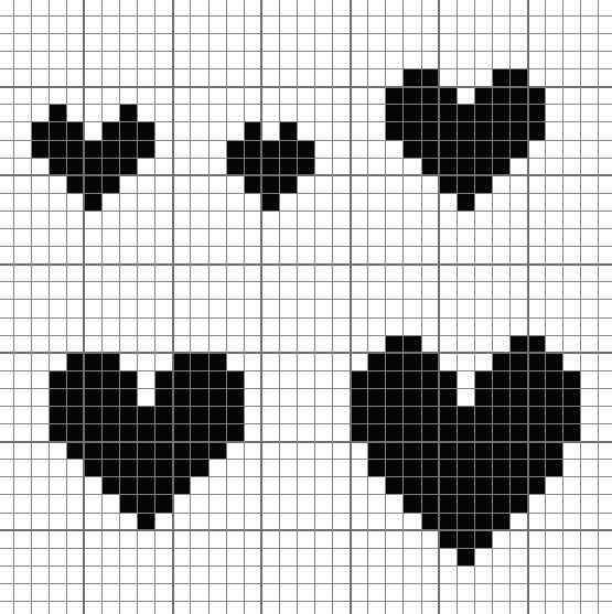 Small heart knitting pattern chart