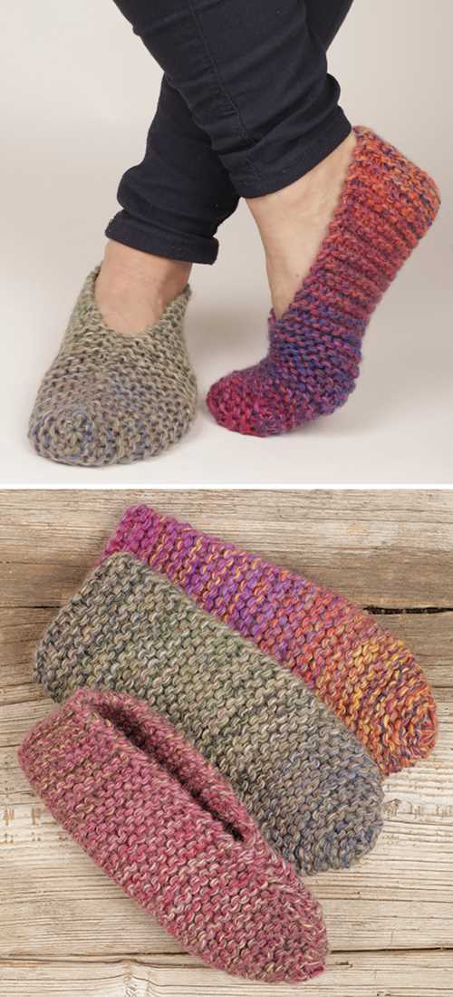 Garter stitch slippers knitting pattern