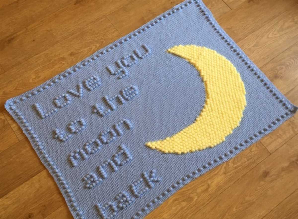 Moon and stars blanket knitting pattern