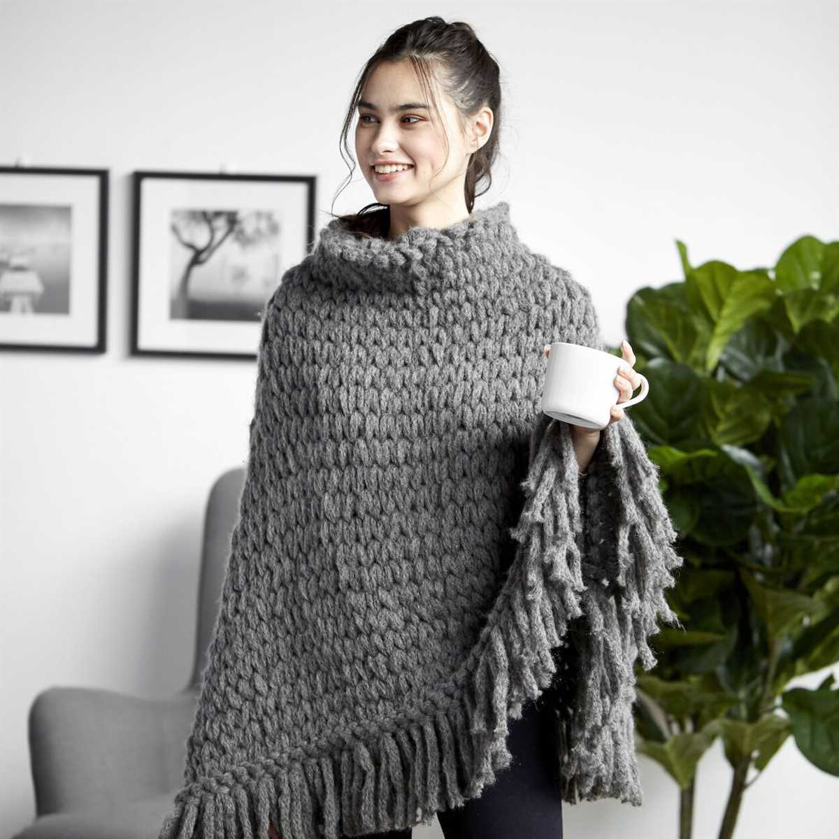 Button poncho knitting pattern