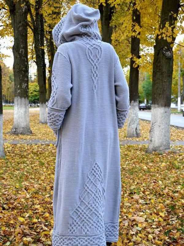 Knitted long coat pattern