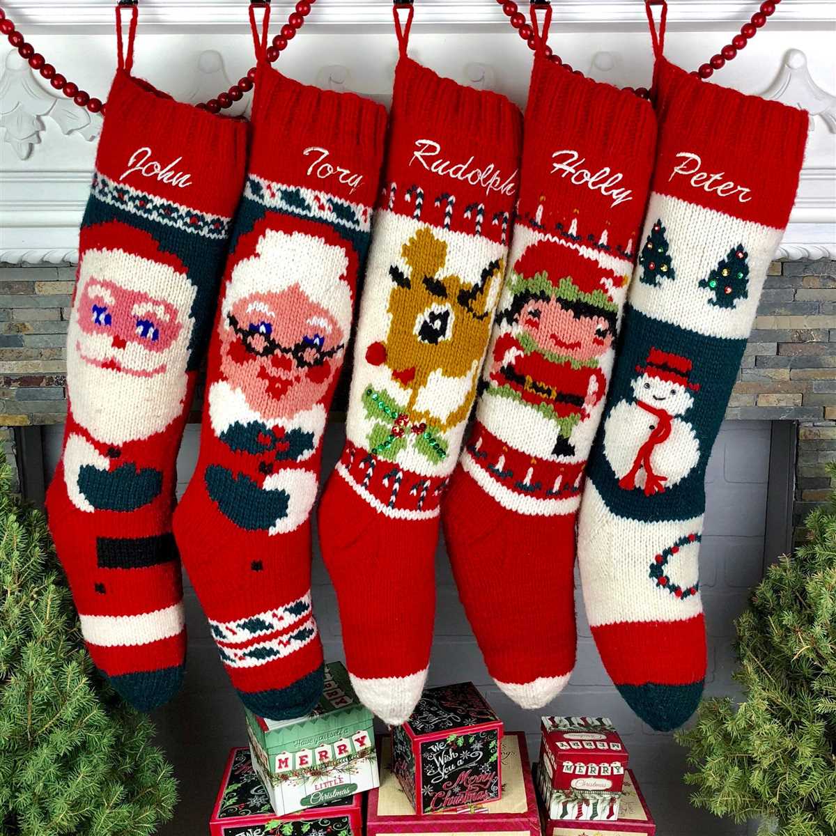 Knitted santa christmas stocking pattern