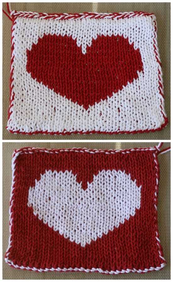 Heart knit dishcloth pattern