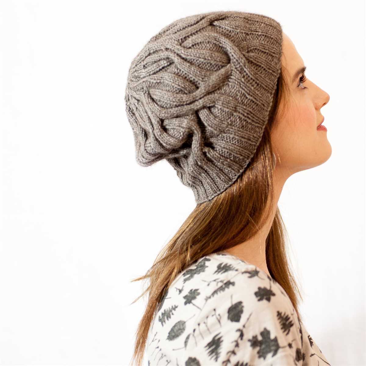 Cable knit hat pattern in the round