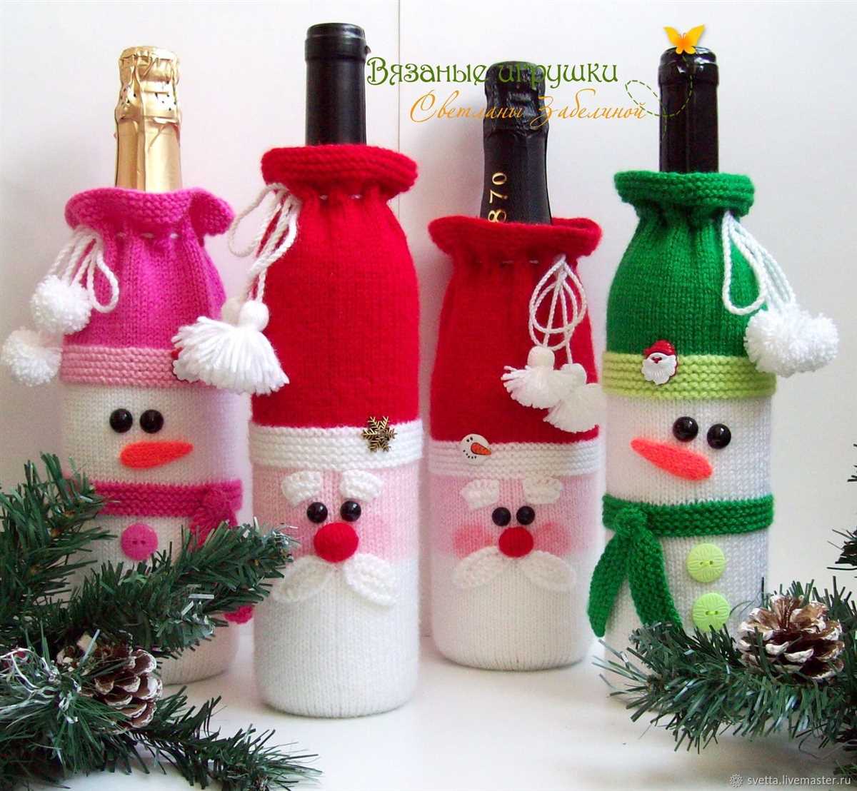 Knitted santa wine bottle cover pattern