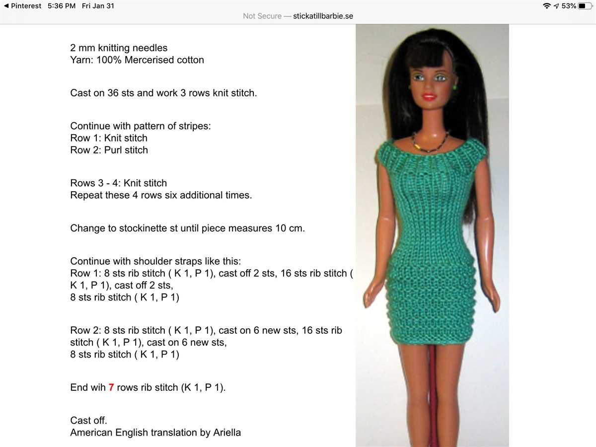 Knitted barbie clothes patterns free