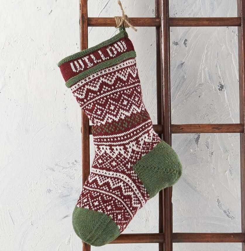 Knit pattern christmas stocking