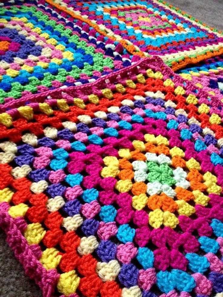 Granny square blanket knitting pattern
