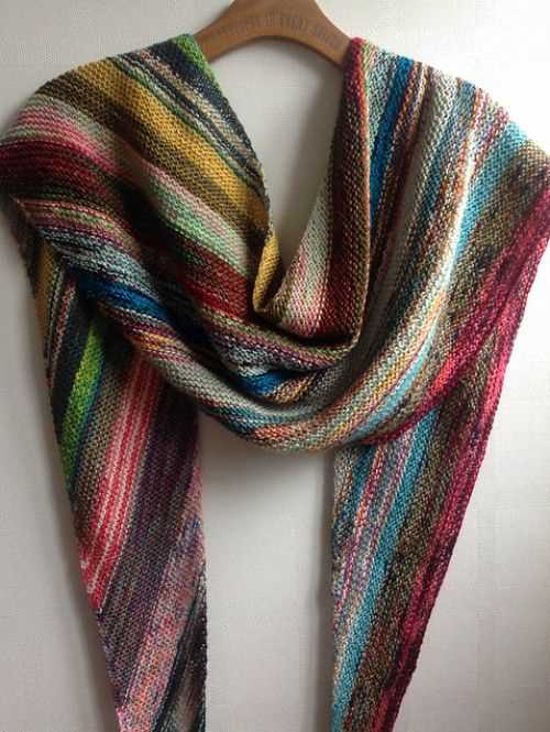 Knitting on the bias scarf pattern