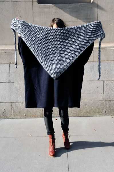 Chunky knit triangle shawl pattern